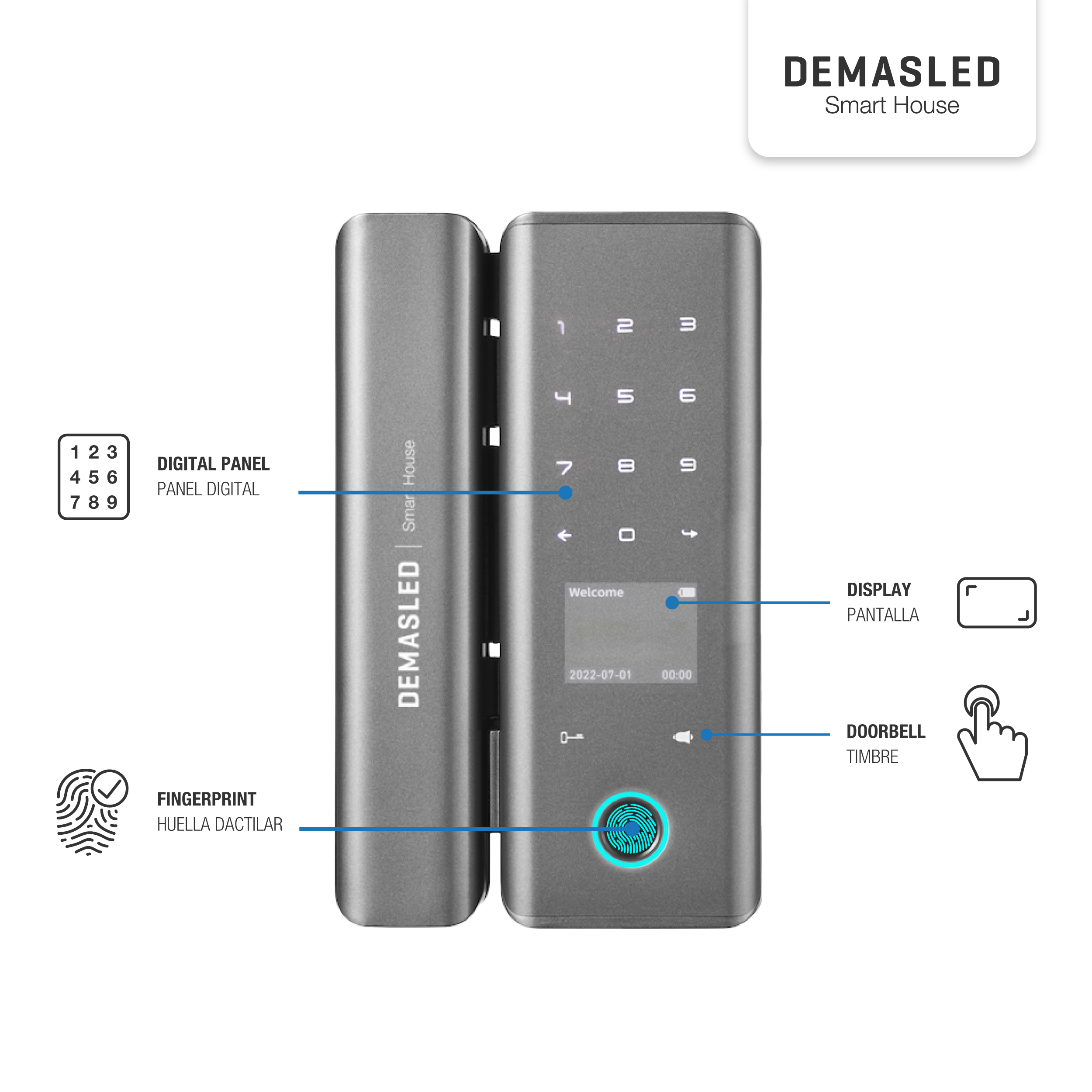 Mini Cerradura para Blindex Biométrica Smart WiFi