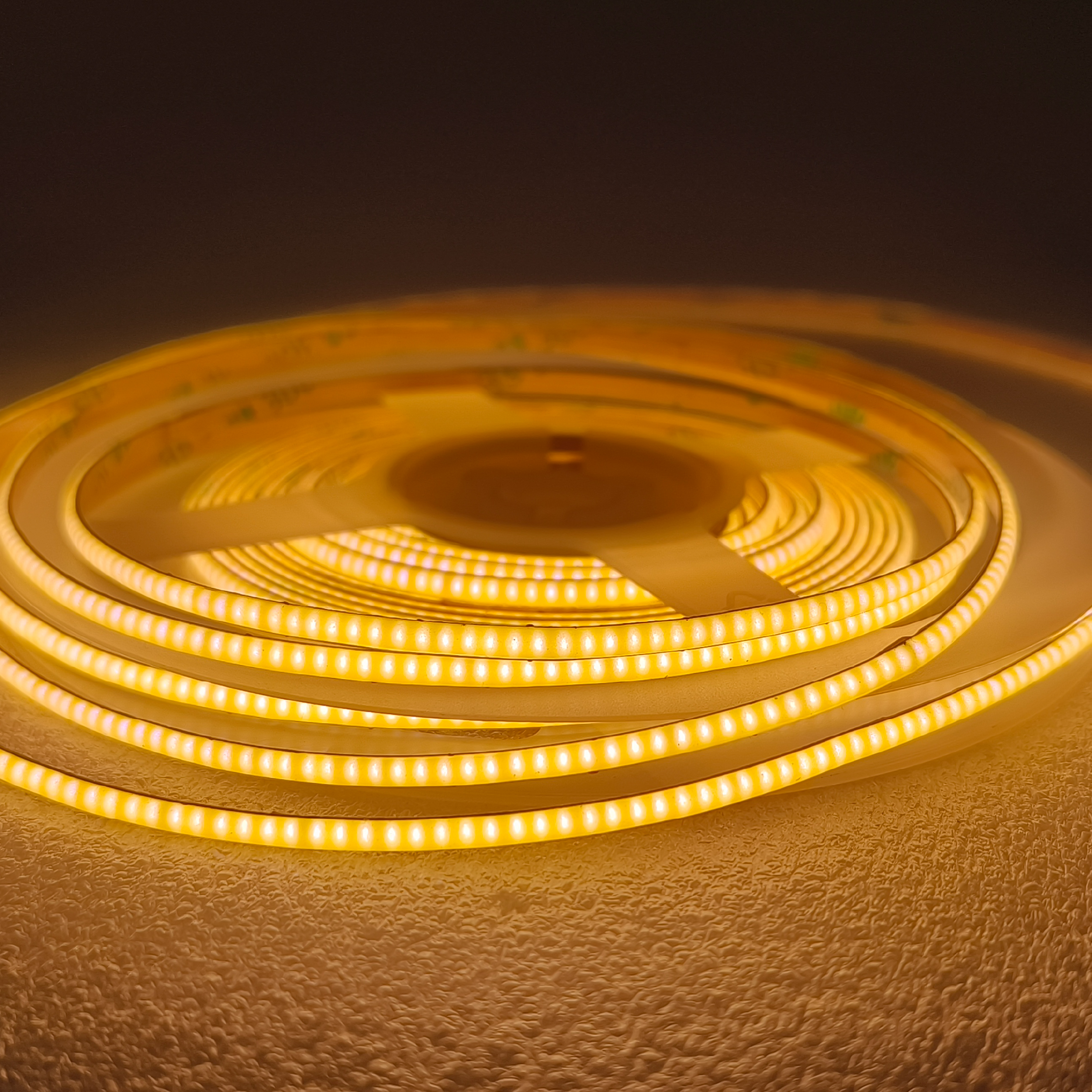 Tira LED COB 24V 4W/m Blanco Cálido 360lm/m 504LEDs/m, 3mm PCB IP33 x 5m