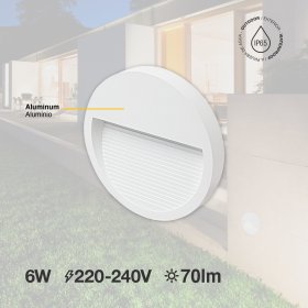 Aplique LED Exterior de Pared Redondo 6W IP65 Blanco Neutro 12cm 220V Blanco