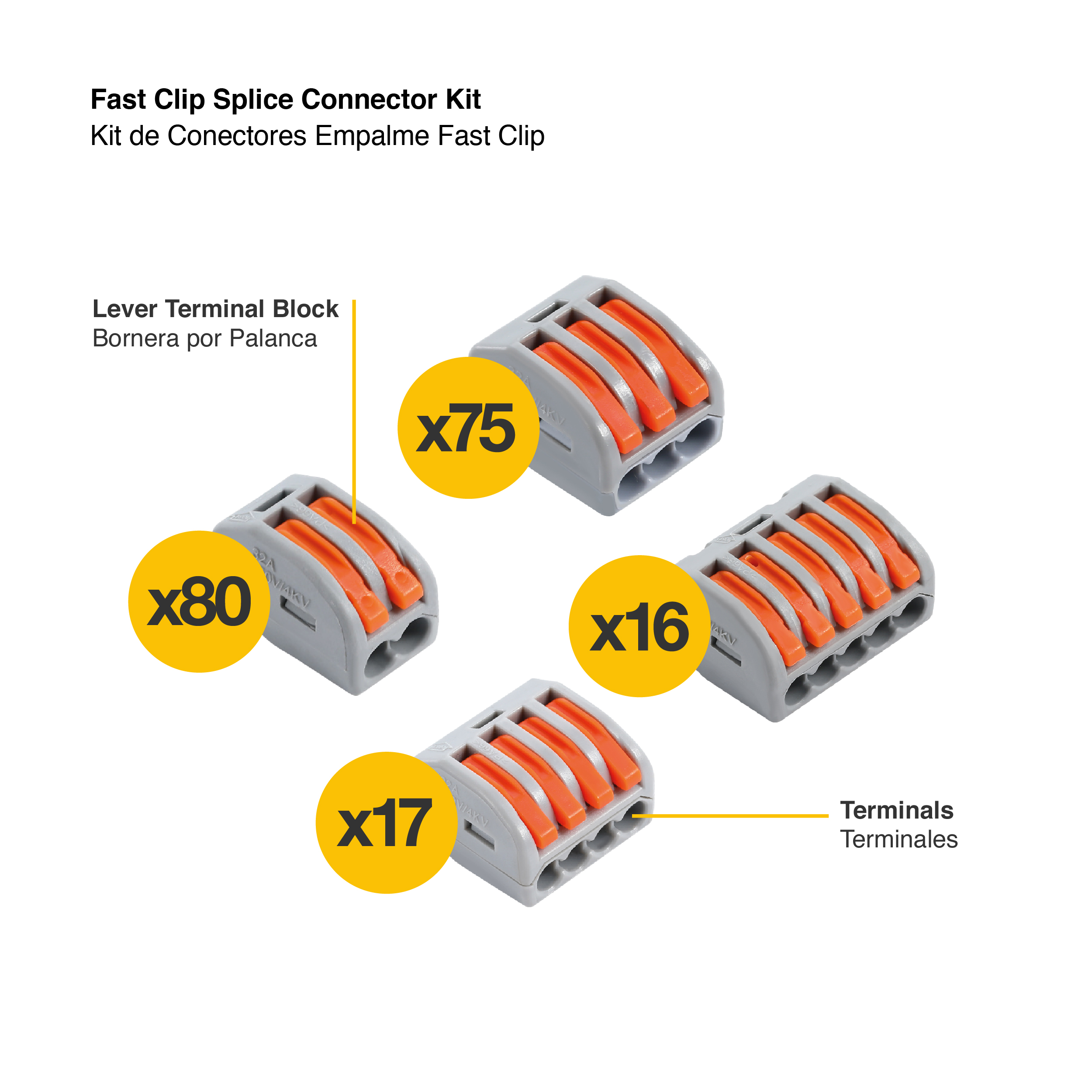 Kit de Conectores Empalme Fast Clip 2, 3, 4 y 5 polos x188 piezas