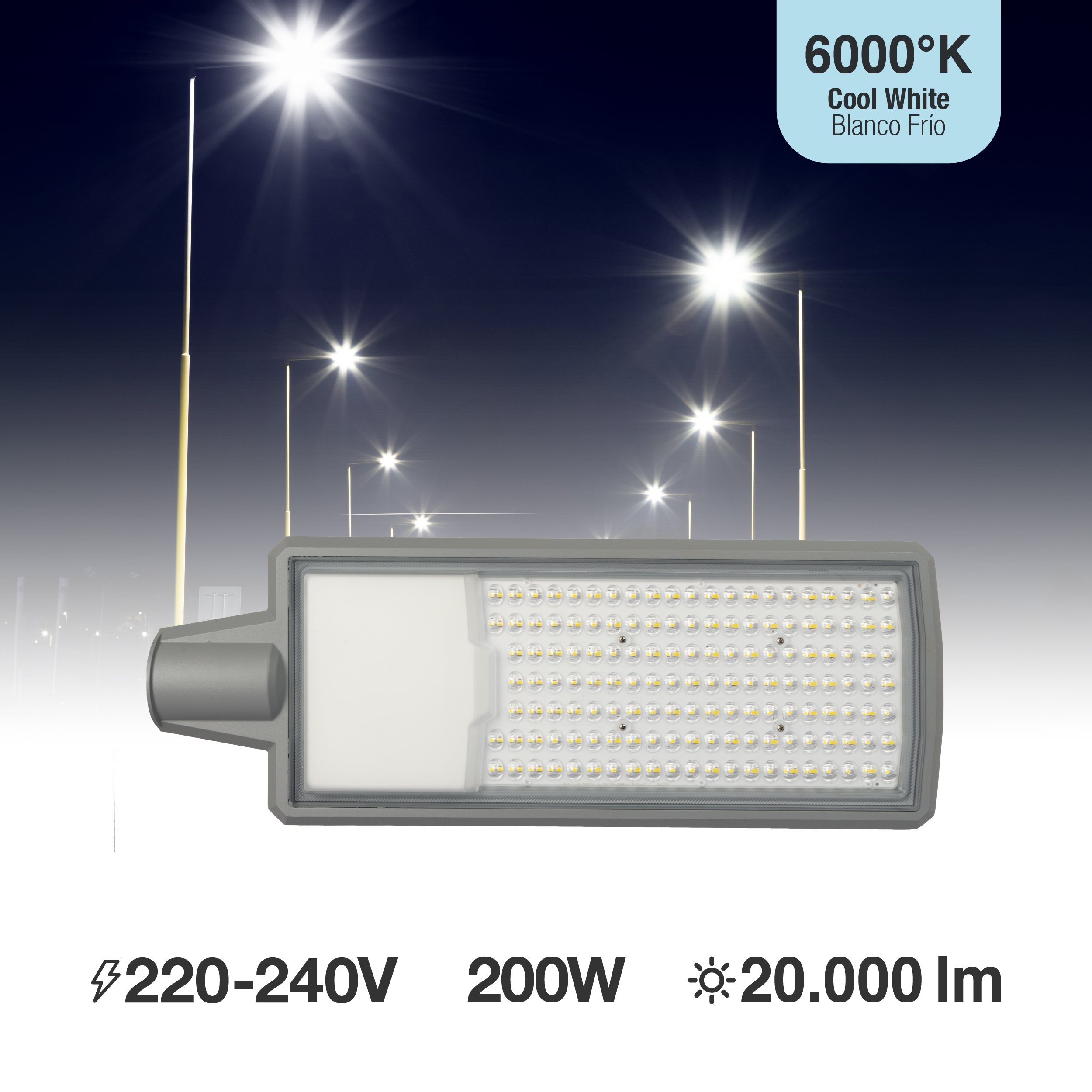 Luminaria LED de Calle 200W Blanco Frío 5700K IP65