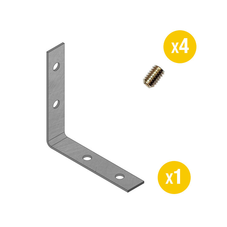 Conector Esquinero para Perfiles de Aluminio, Frontal, 90 grados