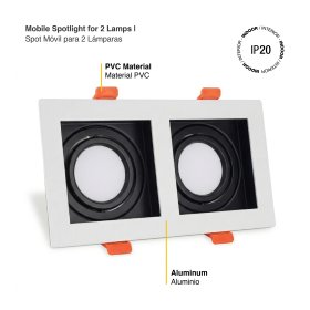 Spot Móvil Blanco para 2 Lámparas GU10