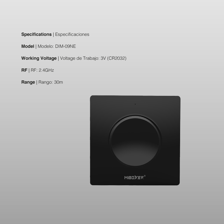 Control Remoto Dimmer Giratorio Magnético 3V 2,4GHz, Negro