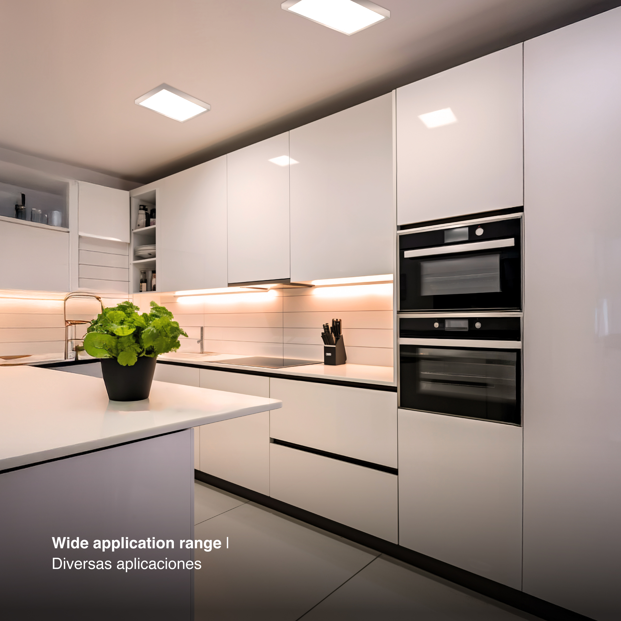 Plafón LED cuadrado níquel de 21,3x21,3cm 18W 1440lm Cálido, aplicar