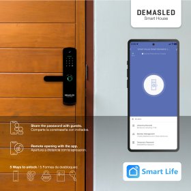 Cerradura Biométrica Smart WIFI de Vidrio Templado con Cámara