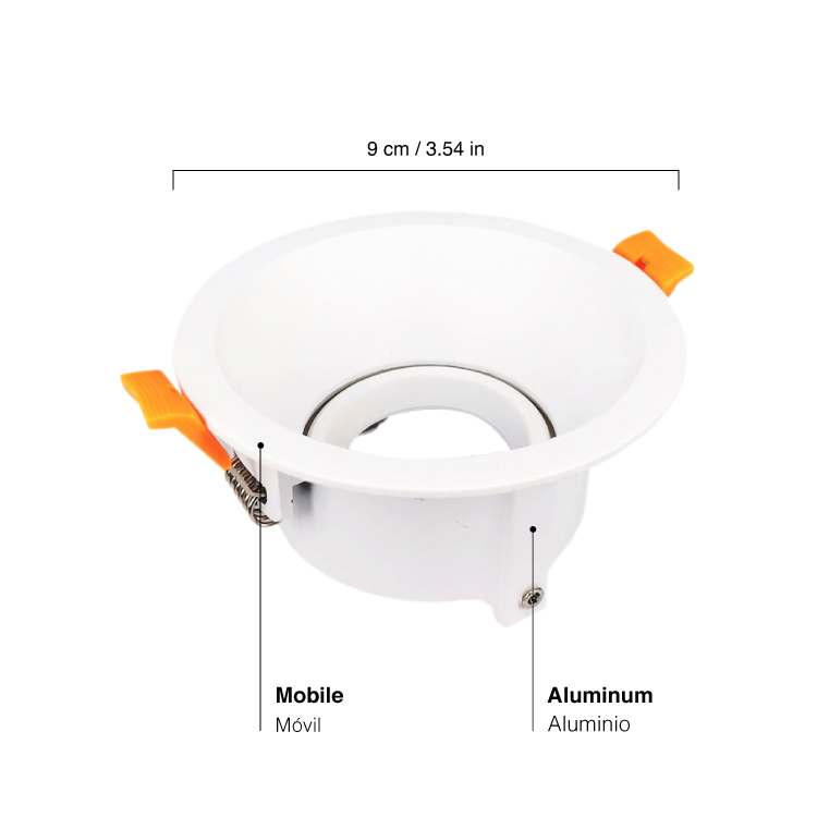 Spot Móvil Blanco 9cm Corte 7.5cm para Lámparas GU10