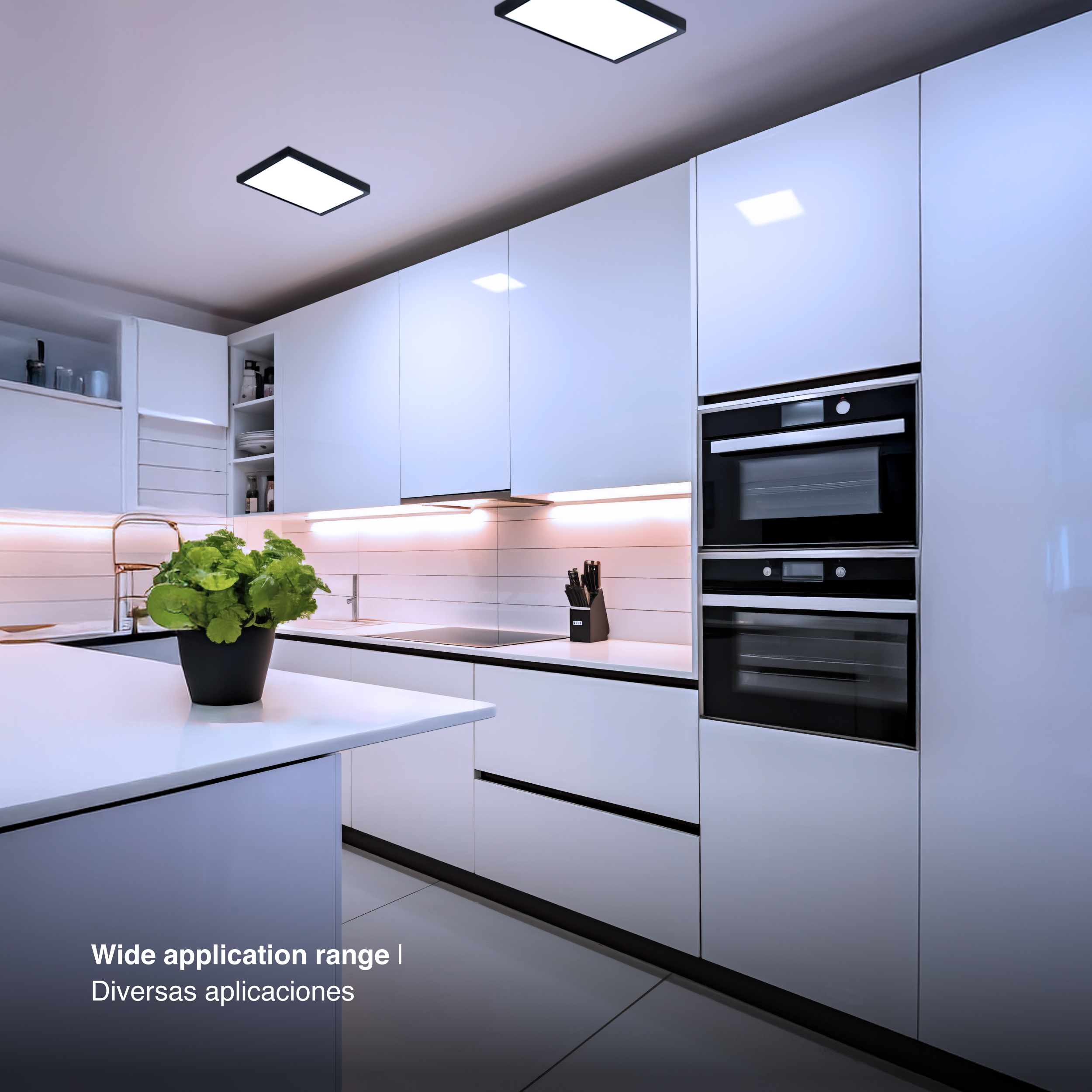 Plafón LED cuadrado negro de 21,3x21,3cm, 18W 1440lm Frío, de aplicar