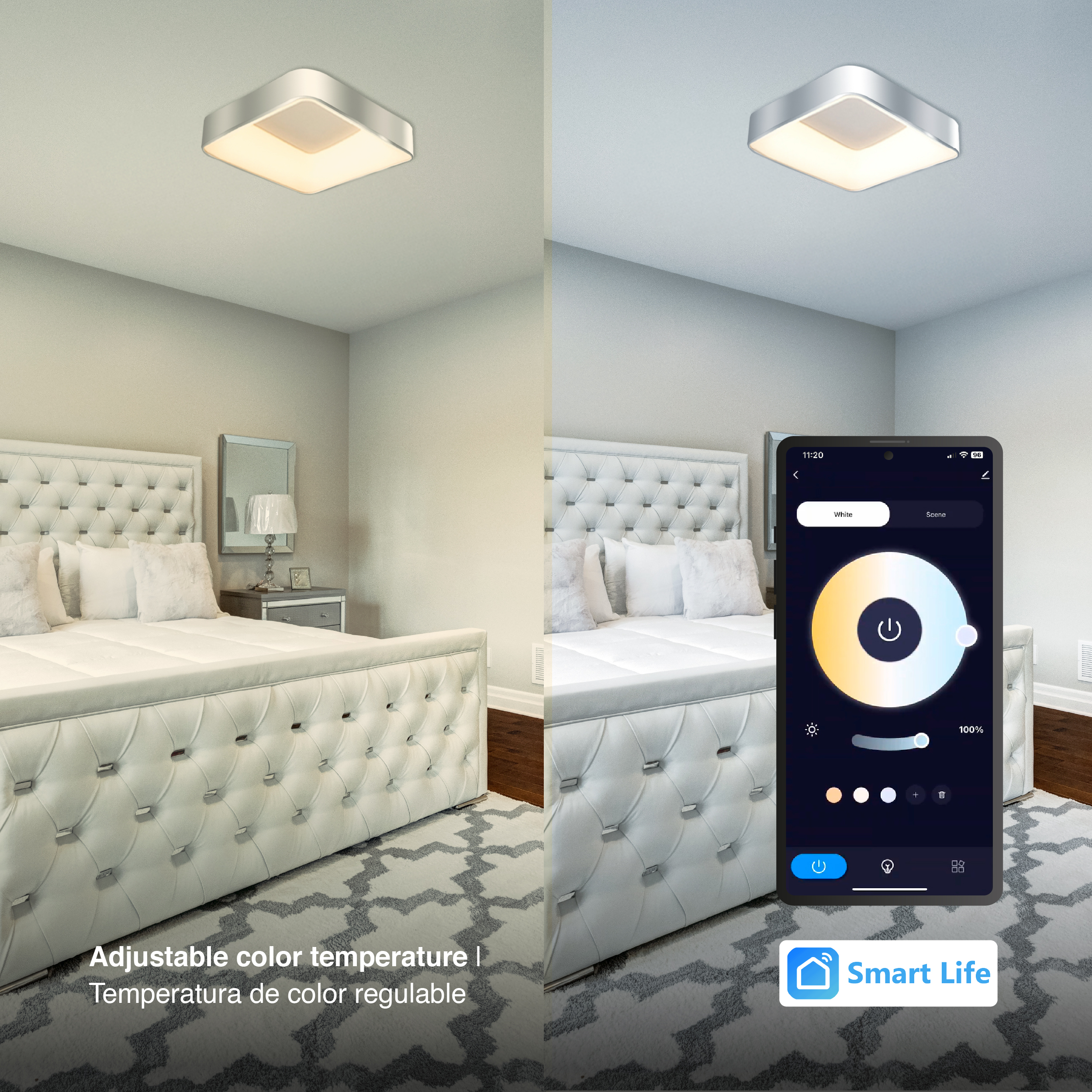 Panel LED Smart Cuadrado Níquel 50x50x9cm 48W 210mA CCT, de Aplicar