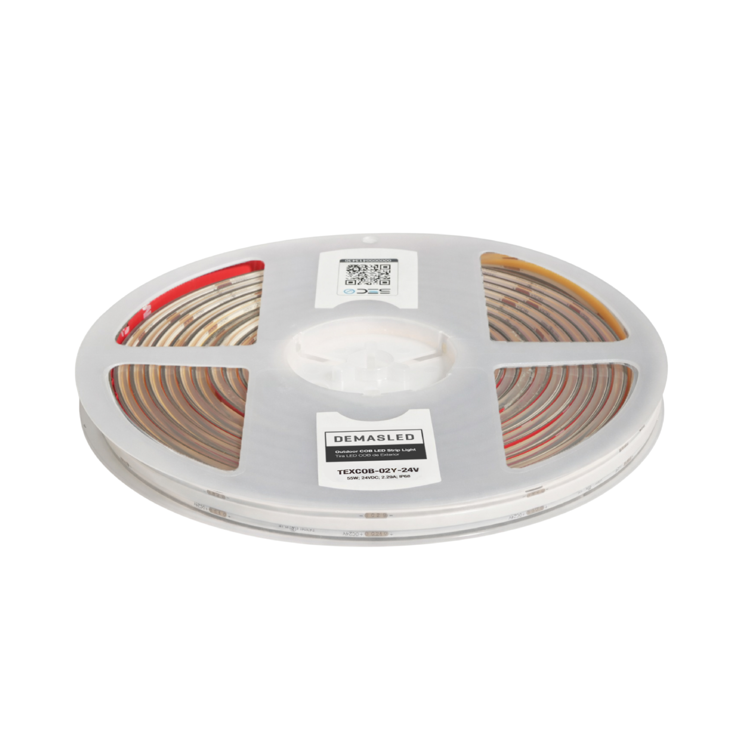 Tira LED COB 24V 11W/m Amarillo 550lm/m, 8mm, IP68, 5m