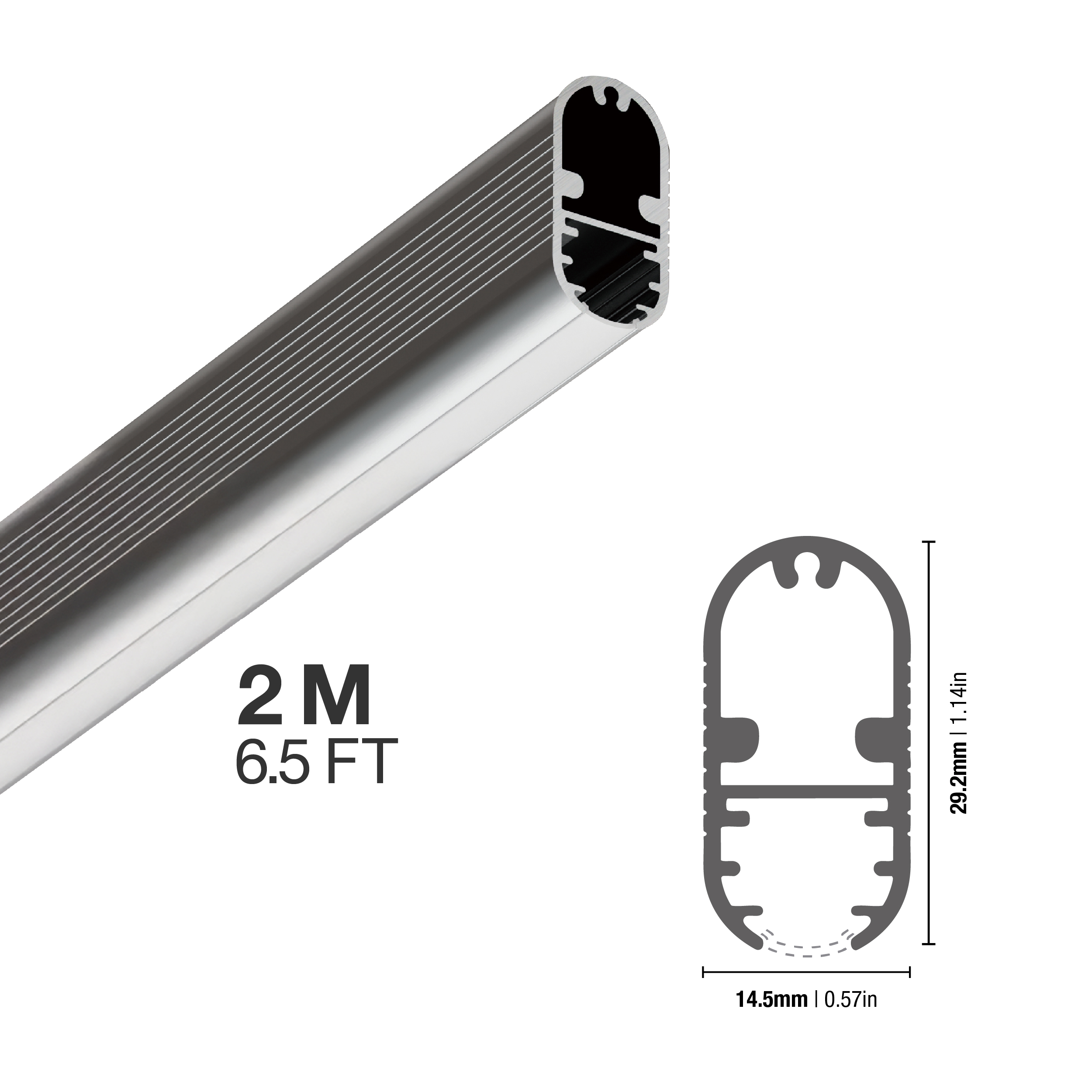 Perfil de Aluminio para Armario Perchero 14,5x29mm, 2m 