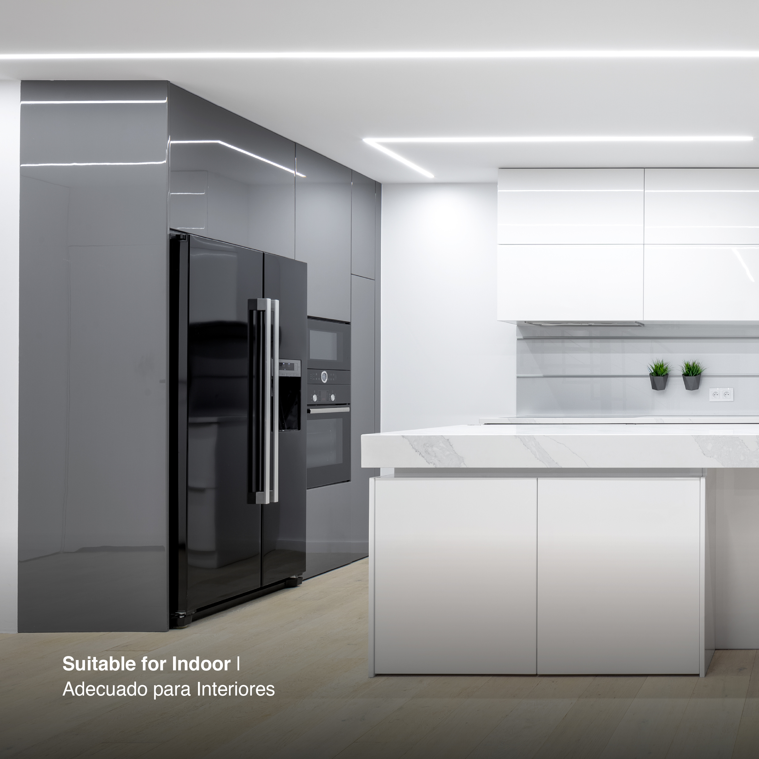 Perfil de Aluminio Flat 16,8x6,6mm Blanco, Cover Opal Blanco x2m