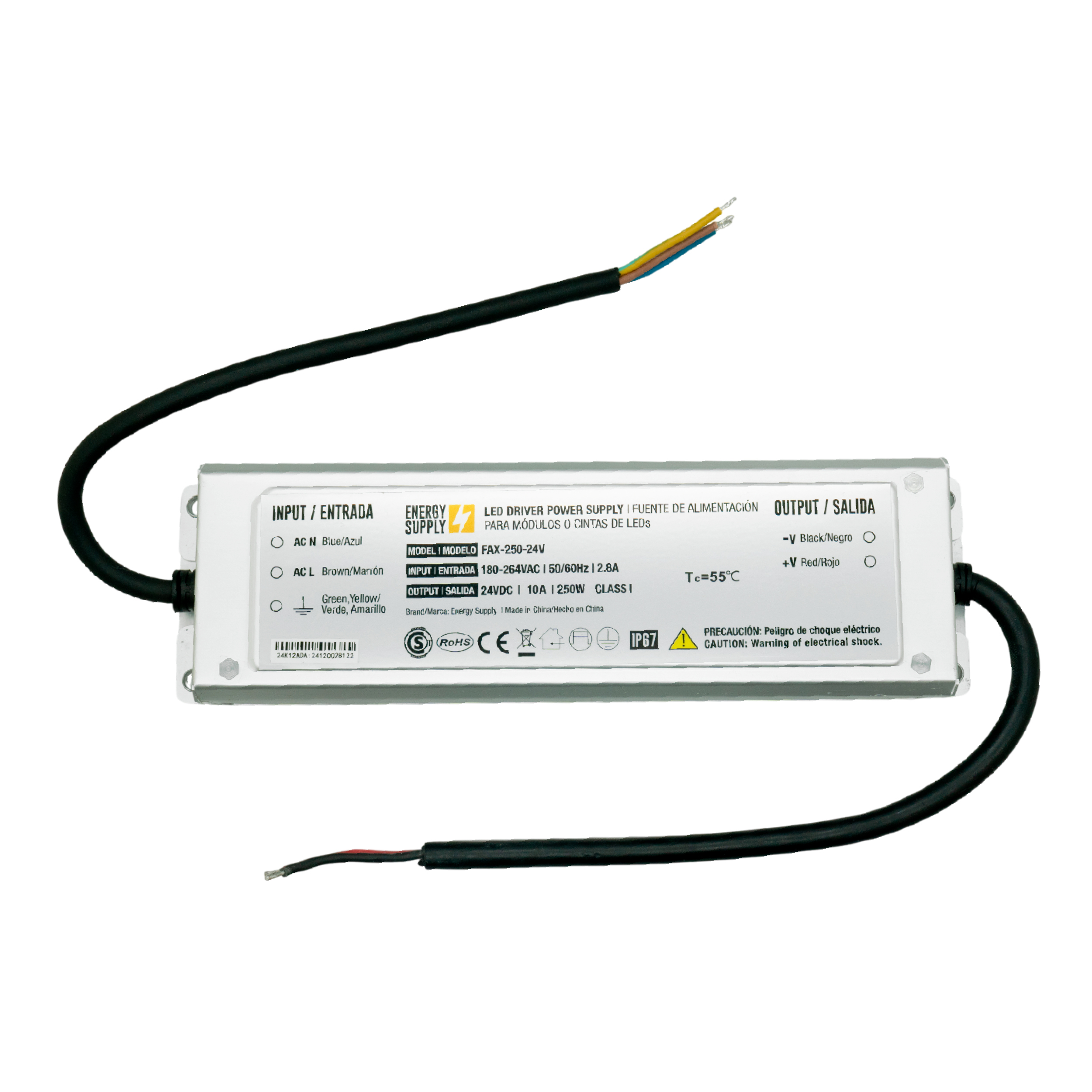 Fuente Switching 24V 10A 250W 90-264VAC Exterior IP67