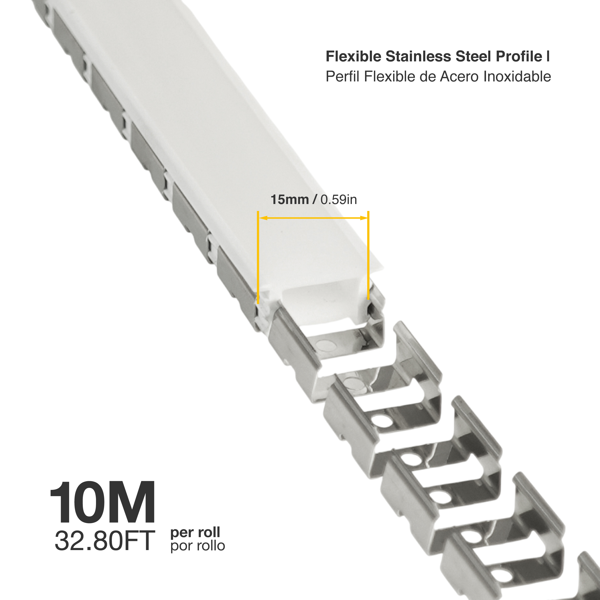 Perfil Flexible de Acero Inoxidable para pers-01 x10m