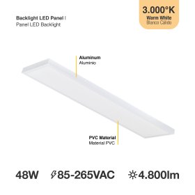 Panel BACKLIGHT LED 48W, 30 x 120cm, 48W, blanco Cálido, Aplicar