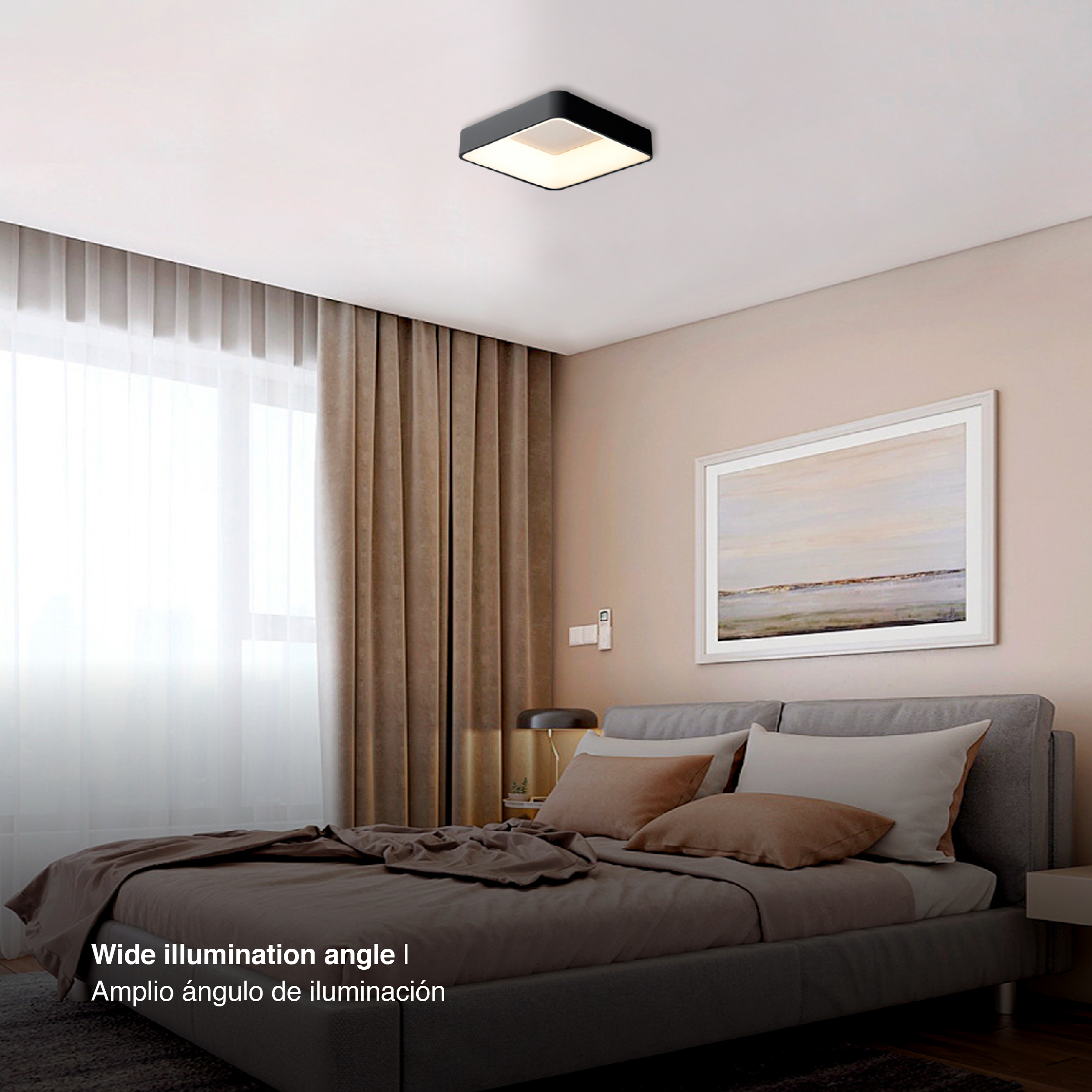 Panel LED Smart Cuadrado Negro 40x40x9cm 32W 140mA CCT, de Aplicar