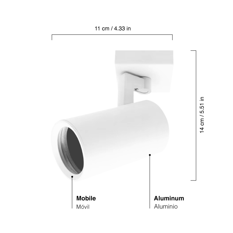 Aplique Móvil Blanco para Aplicar 11x14cm para Lámparas GU10