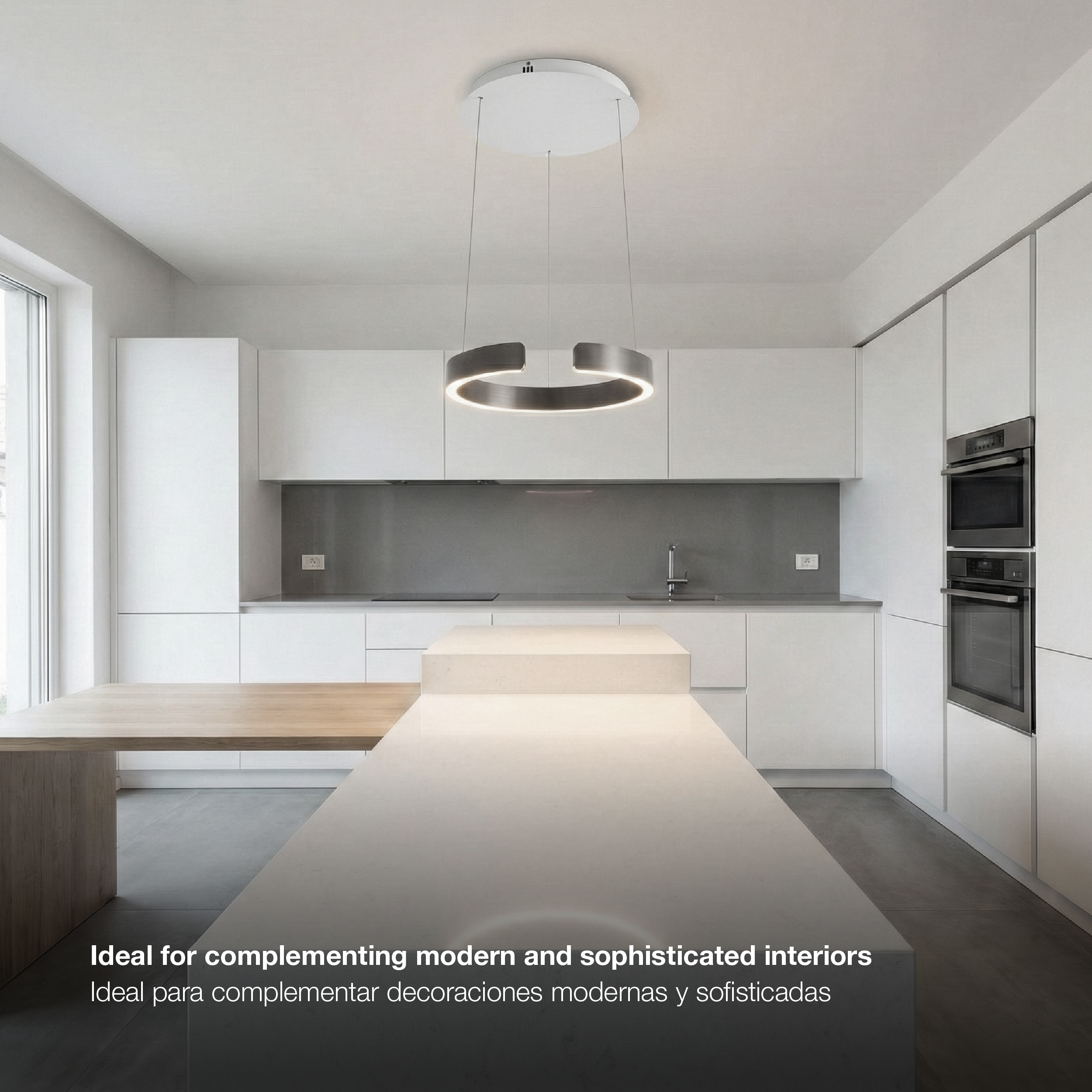 Lámpara LED Suspendida Titanio Negro, Ø40x52cm, 28W CCT Variable 3000-6500K