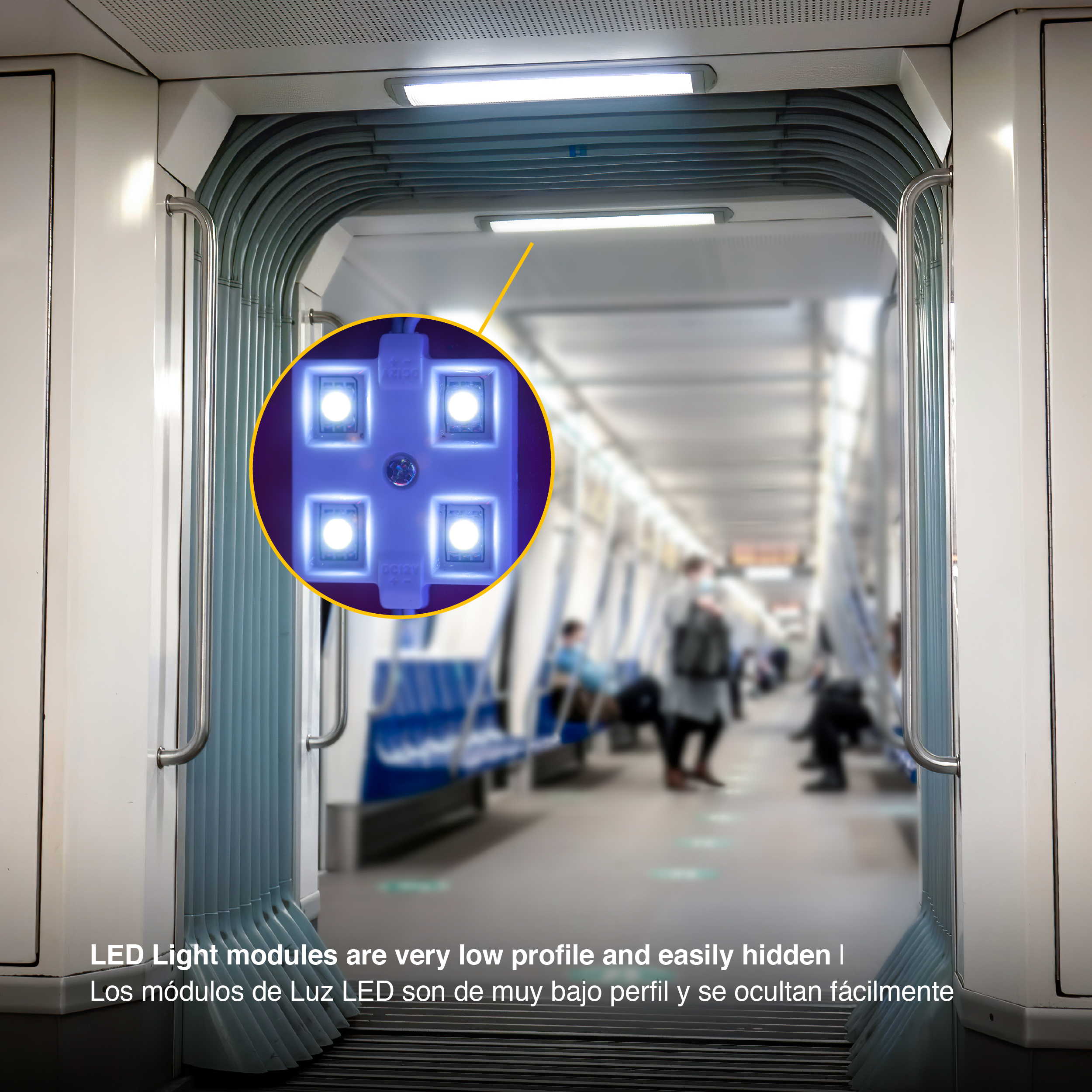 Módulo LED SMD2835, Frío 72Lm 6500K 4 LEDs 12V 1.08W, IP65