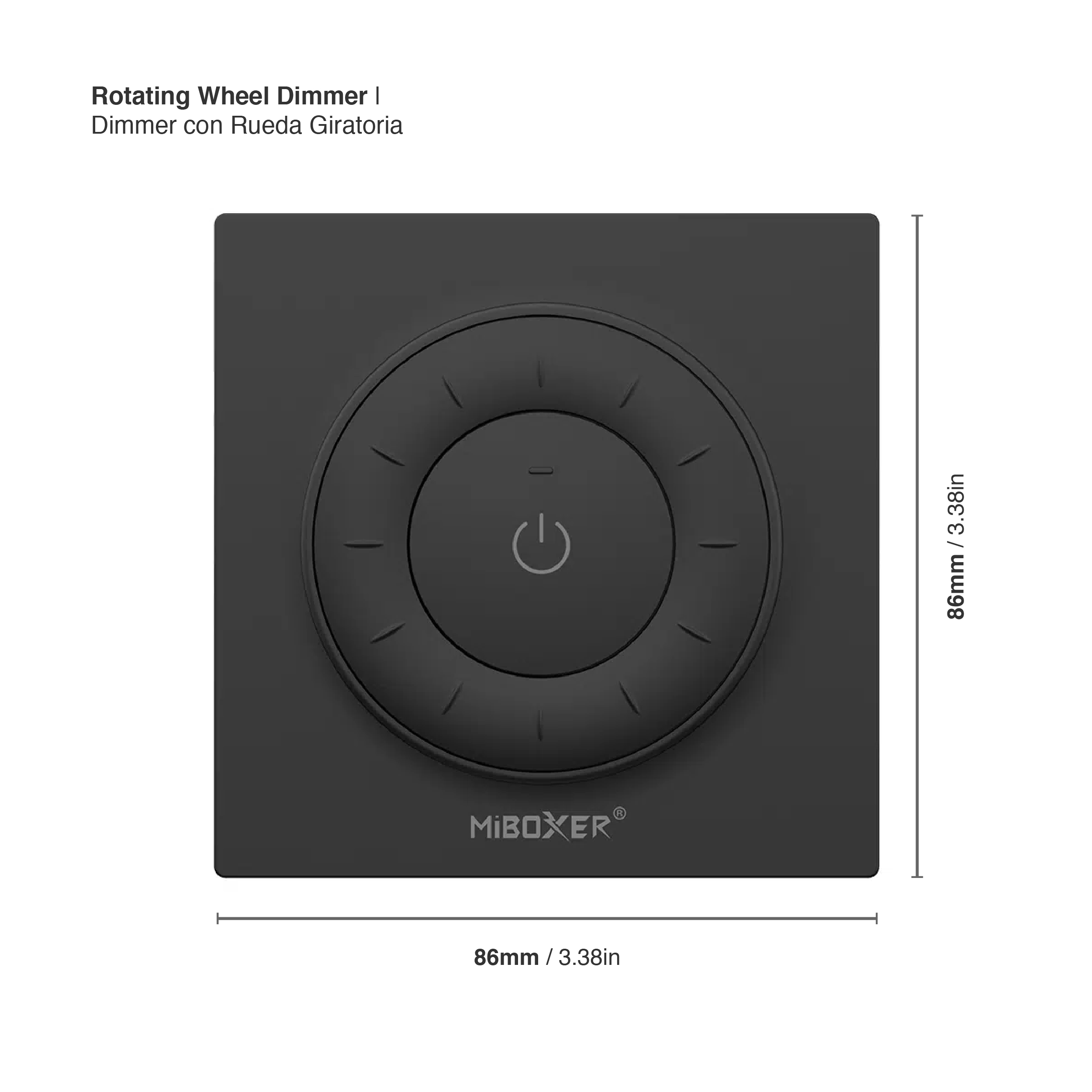 Control Remoto Dimmer Giratorio con Base Magnética 3V 2.4GHz, negro