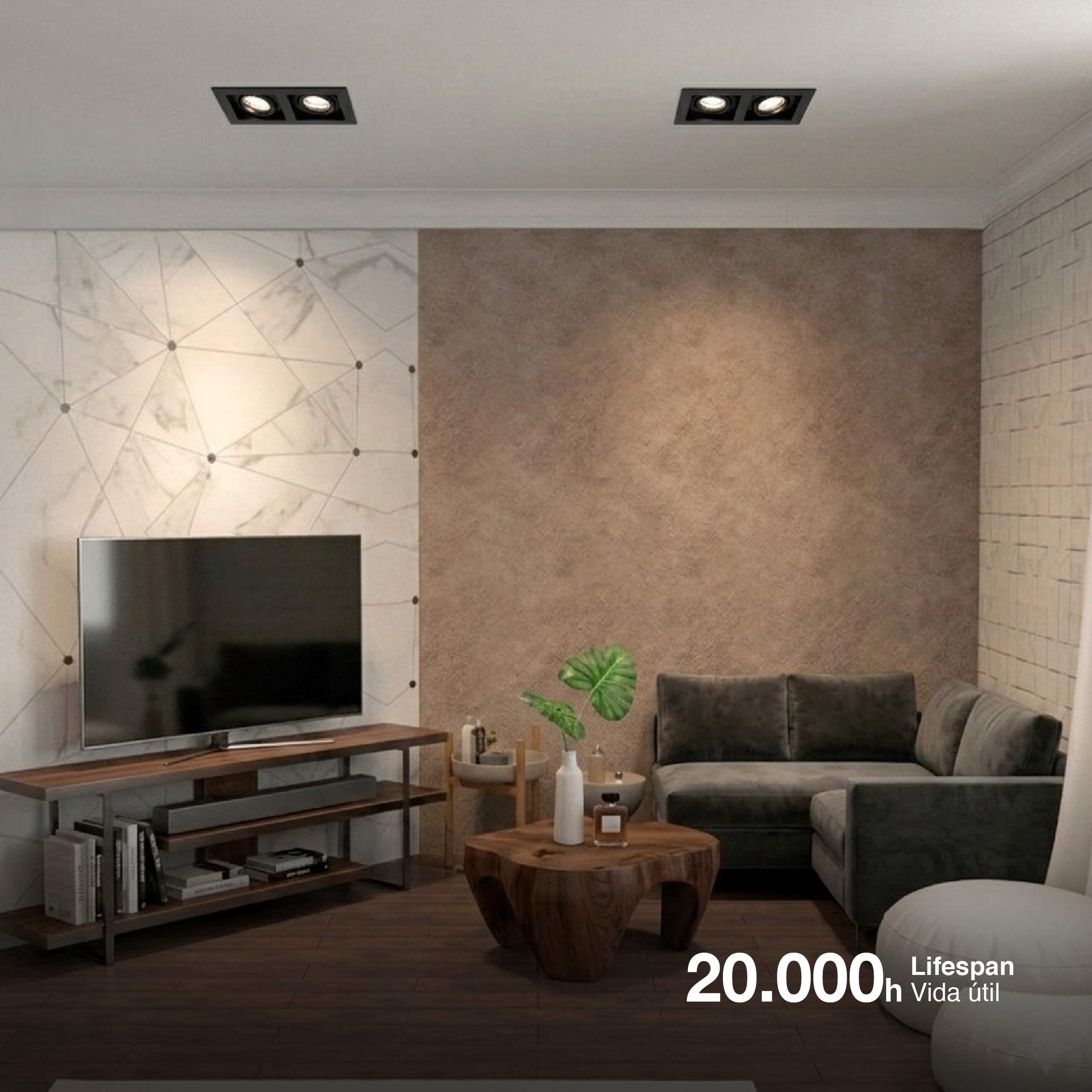 Spot Móvil Negro para 2 Lámpara GU10