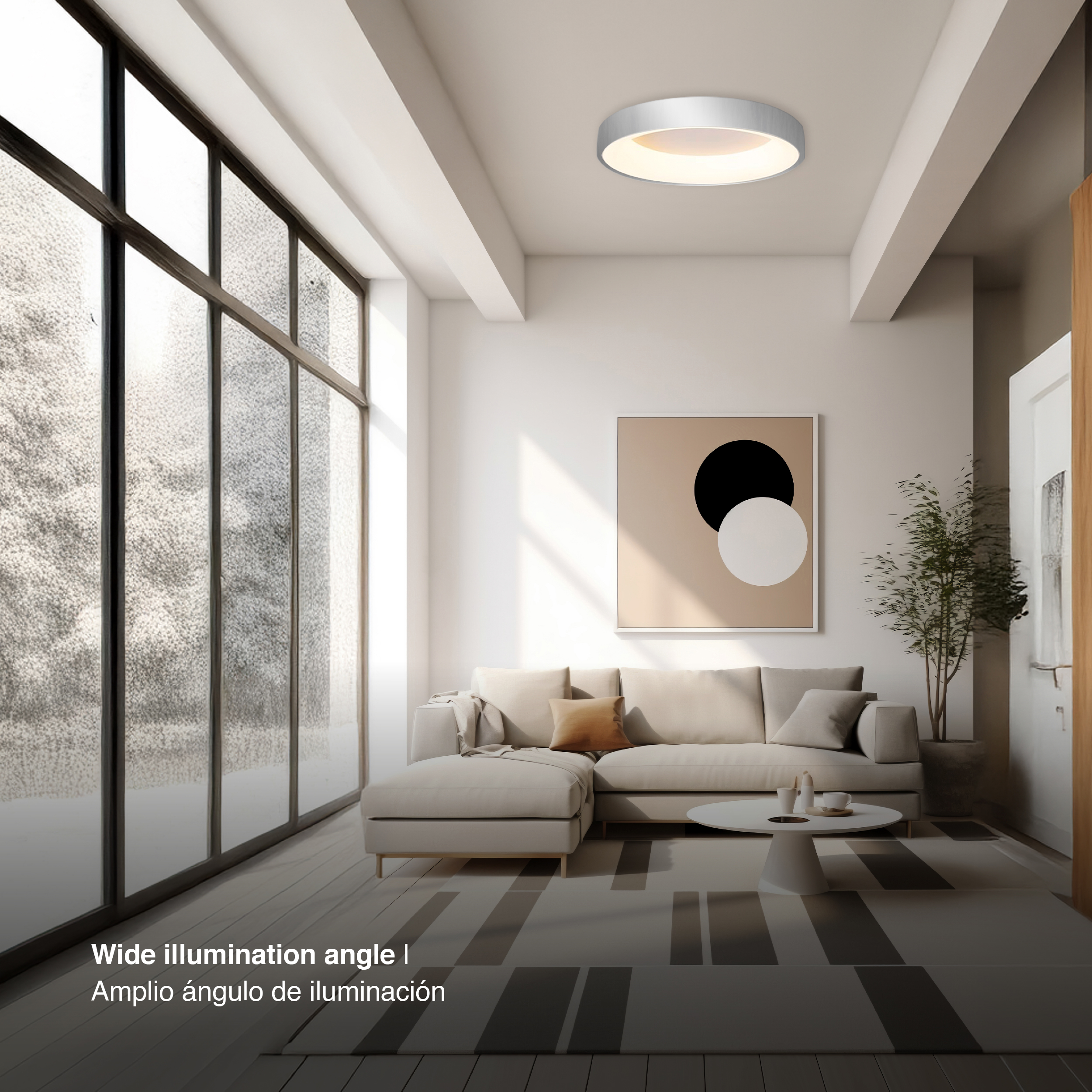 Panel LED Smart Redondo Níquel 60x60x9cm 60W 270mA CCT, de Aplicar