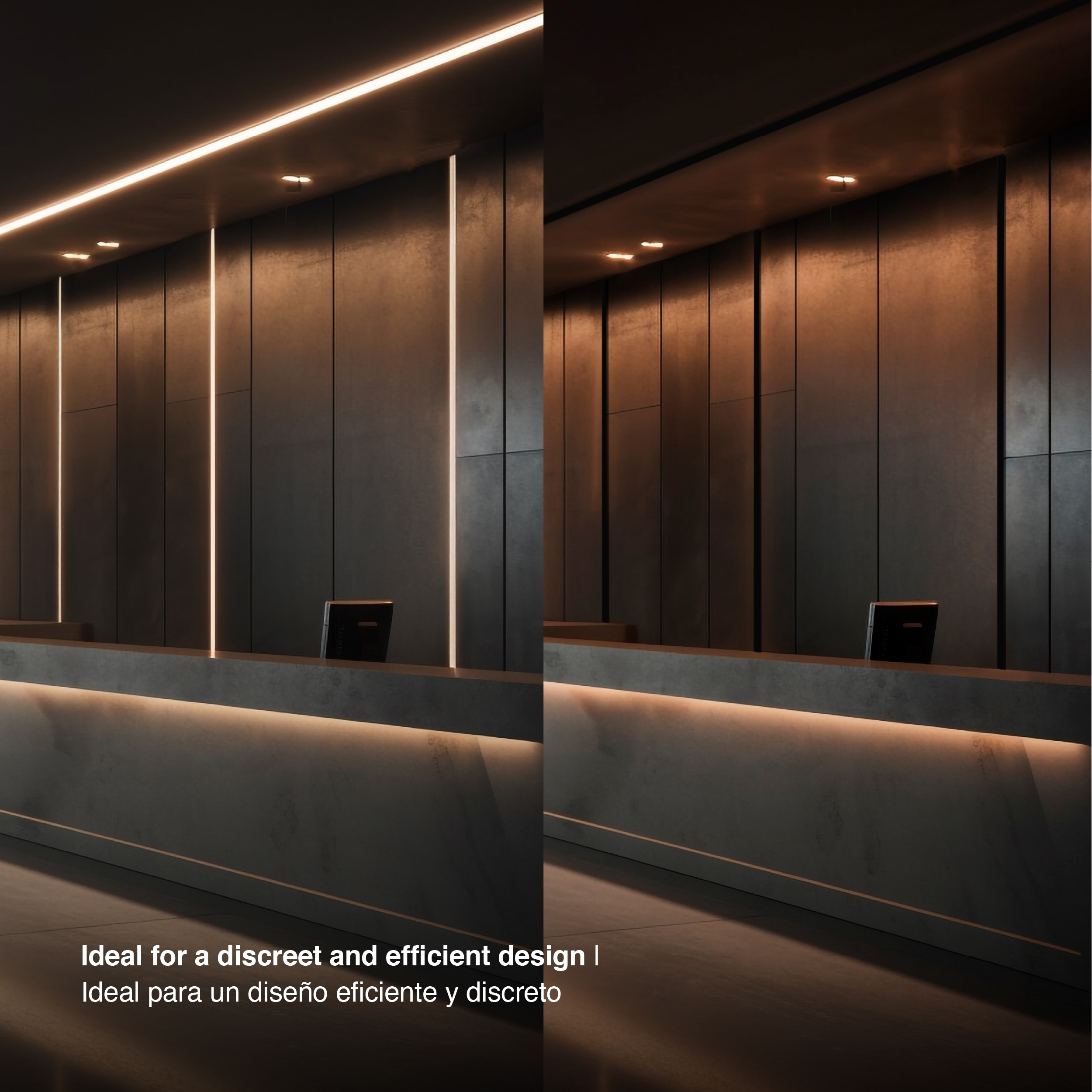 Perfil de Aluminio Flat 16,8x6,6mm Negro, Cover Opal Negro x2m