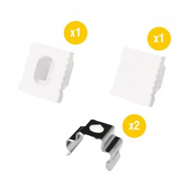 Kit de 2 tapas y 2 clips para perfil de aluminio, PER-32-2M