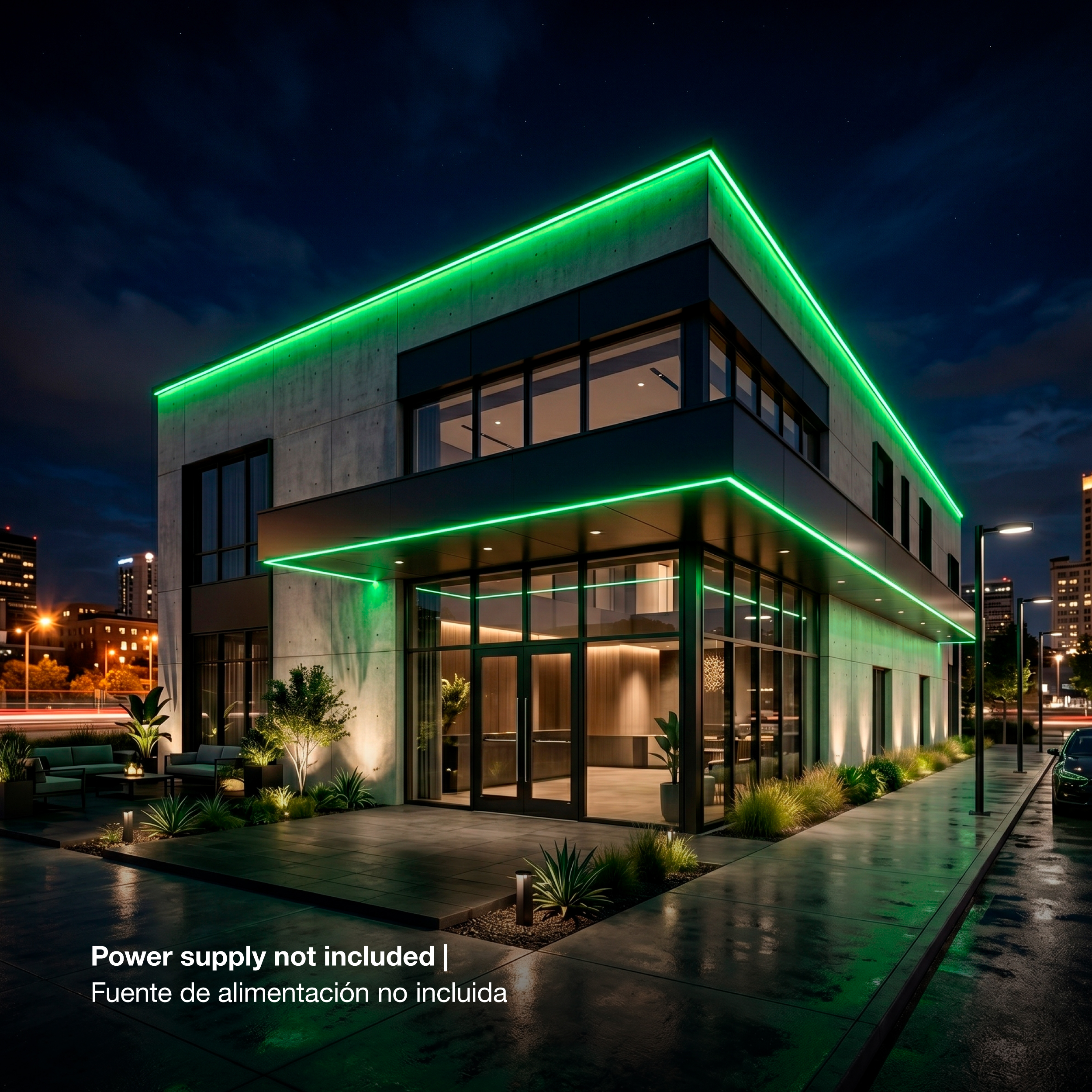 Tira LED COB 24V 11W/m Verde 1210lm/m, 8mm, IP68, 5m