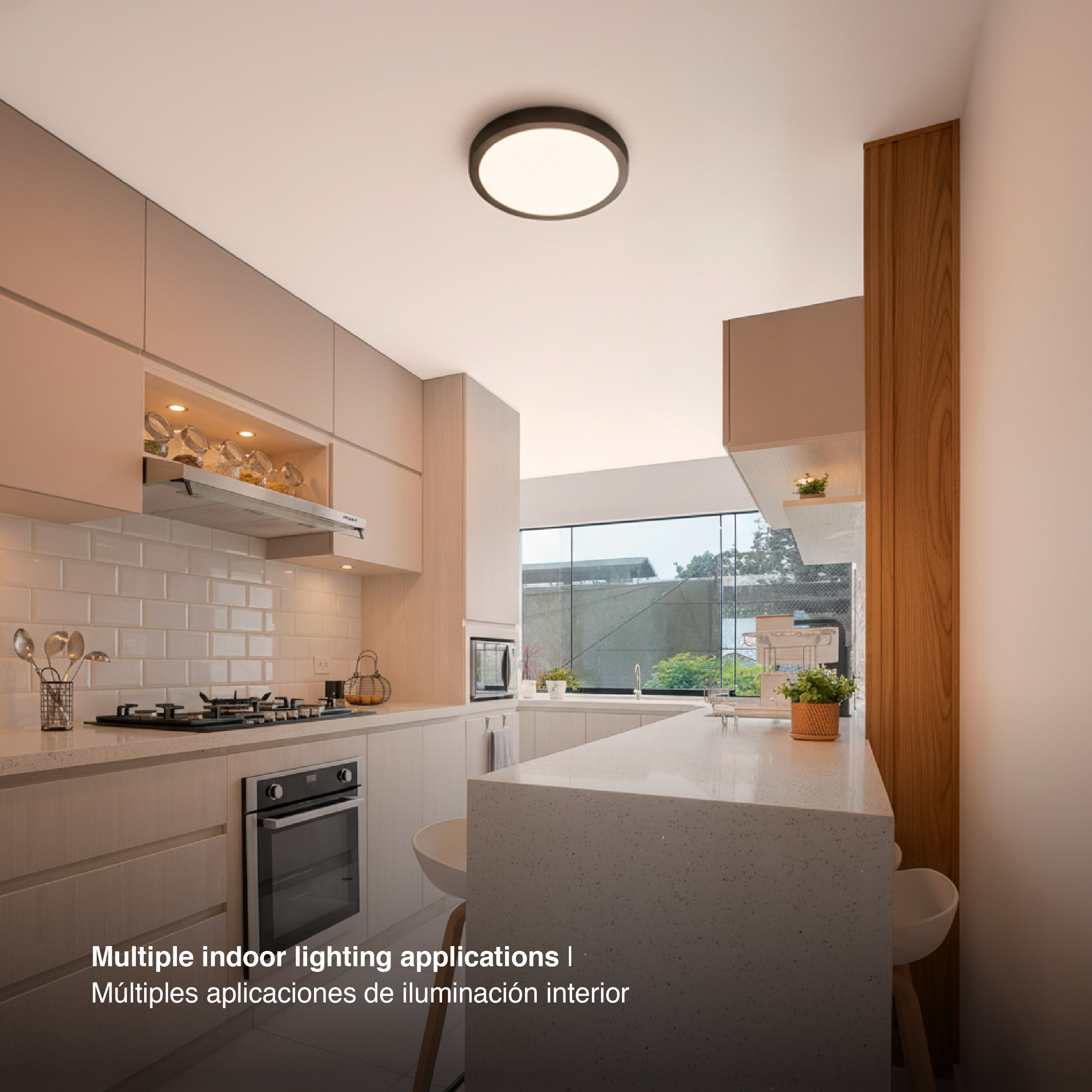 Panel Negro BACKLIGHT LED Redondo 60cm 40W blanco Cálido, Aplicar