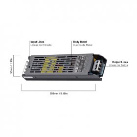 Fuente de Alimentación Switching Metalica 12V 300W 25A  Interior