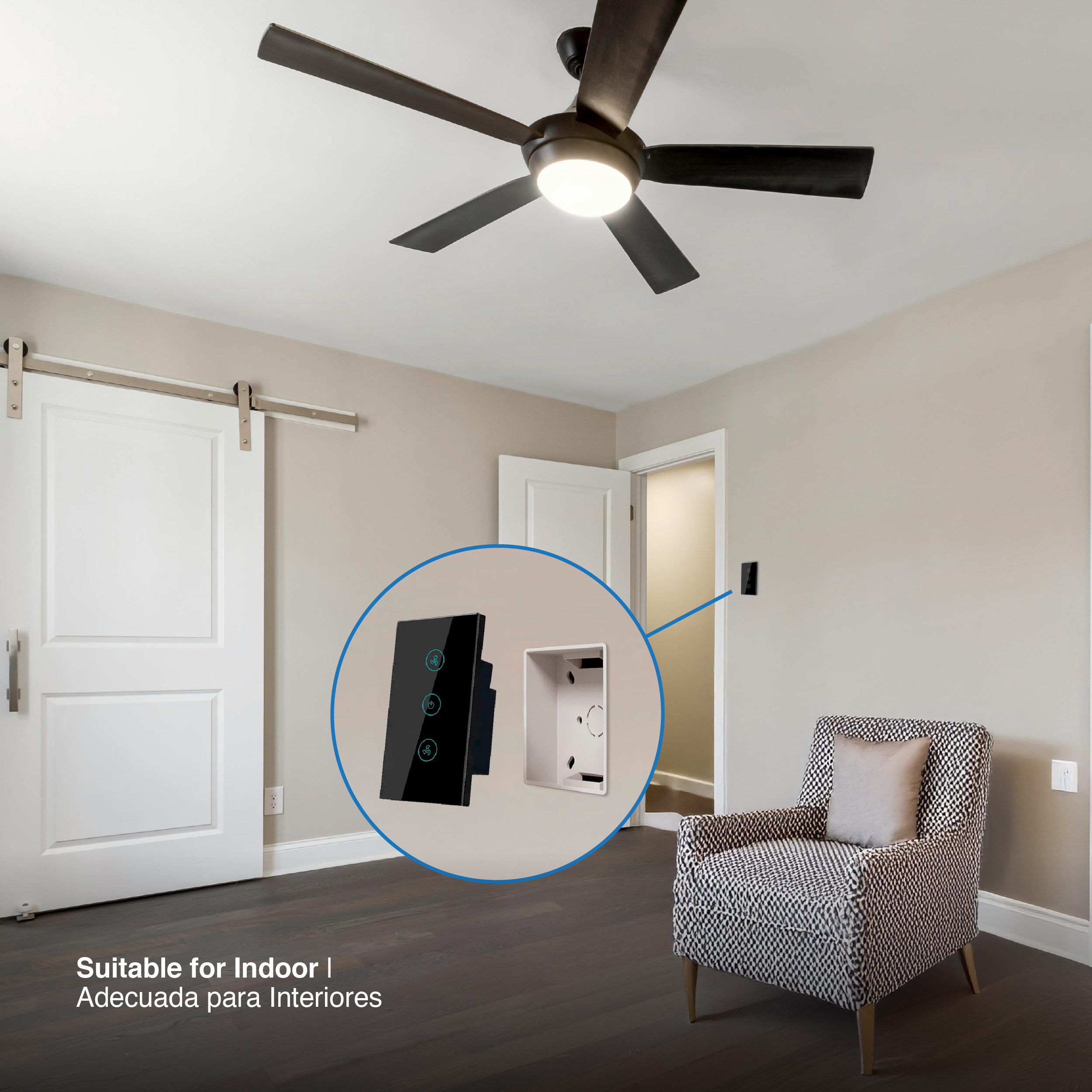 Tecla Smart WiFi Switch de Ventilador Negro