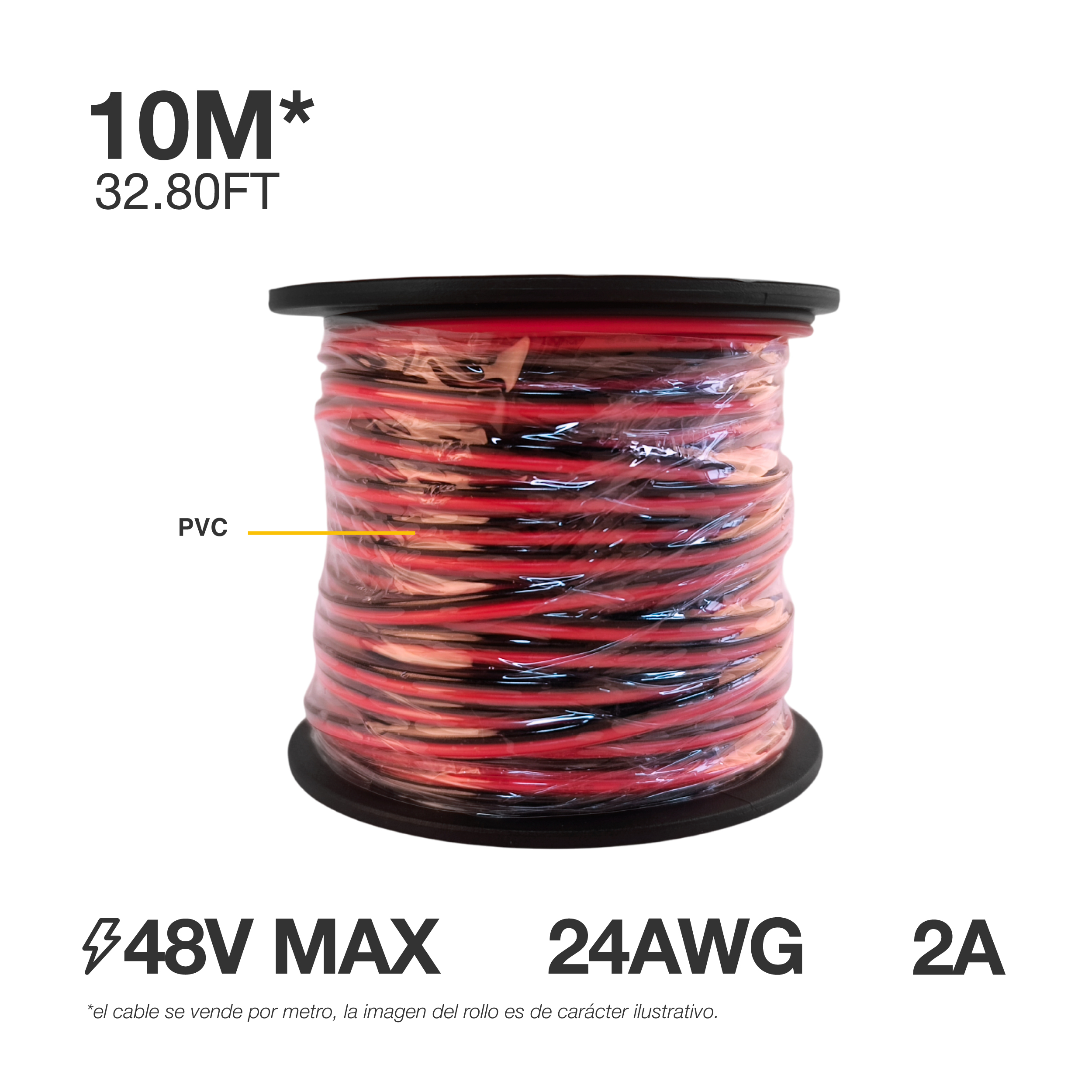 Cable de 24 AWG para LED Monocromático, 0.5mm, 48V Máx x10m
