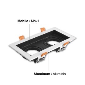 Spot Móvil Blanco para 2 Lámparas GU10