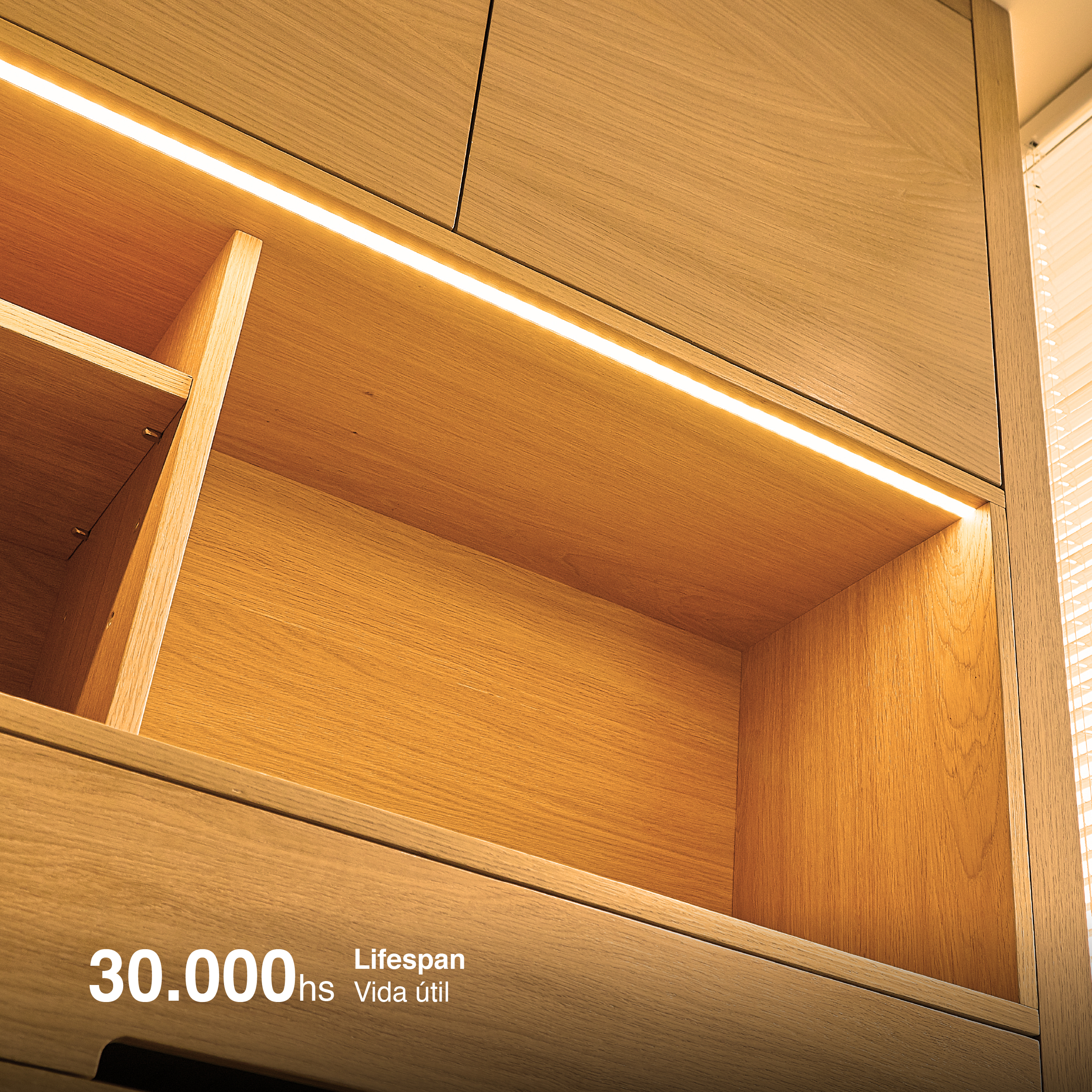 Tira LED COB 24V 11W/m, Blanco Extra Cálido 2300K 850lm/m 480LEDs/m, 8mm, 5m