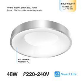 Panel LED Smart Redondo Níquel Ø48x9cm 48W 210mA CCT, de Aplicar