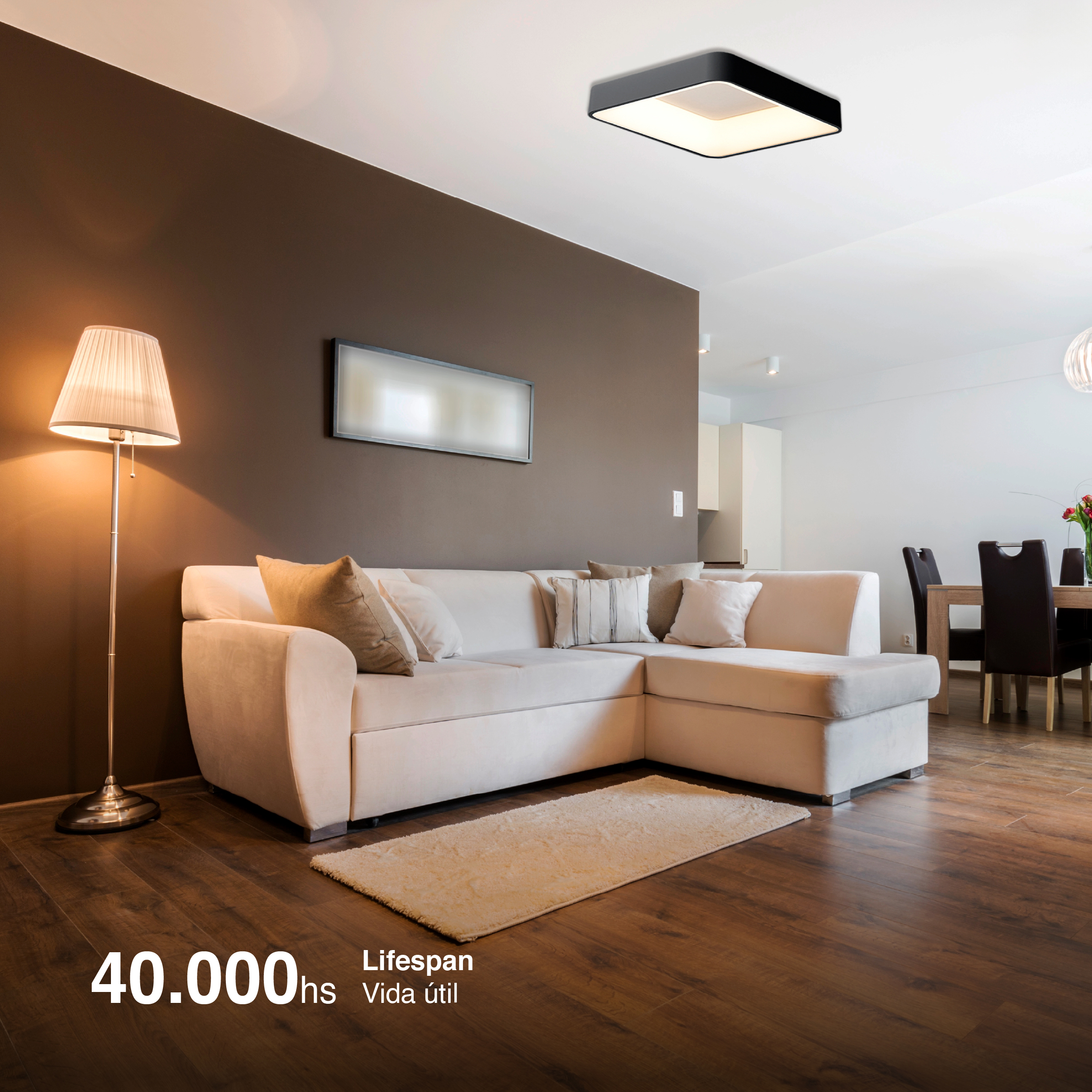 Panel LED Smart Cuadrado Negro 60x60x9cm 60W 270mA CCT, de Aplicar