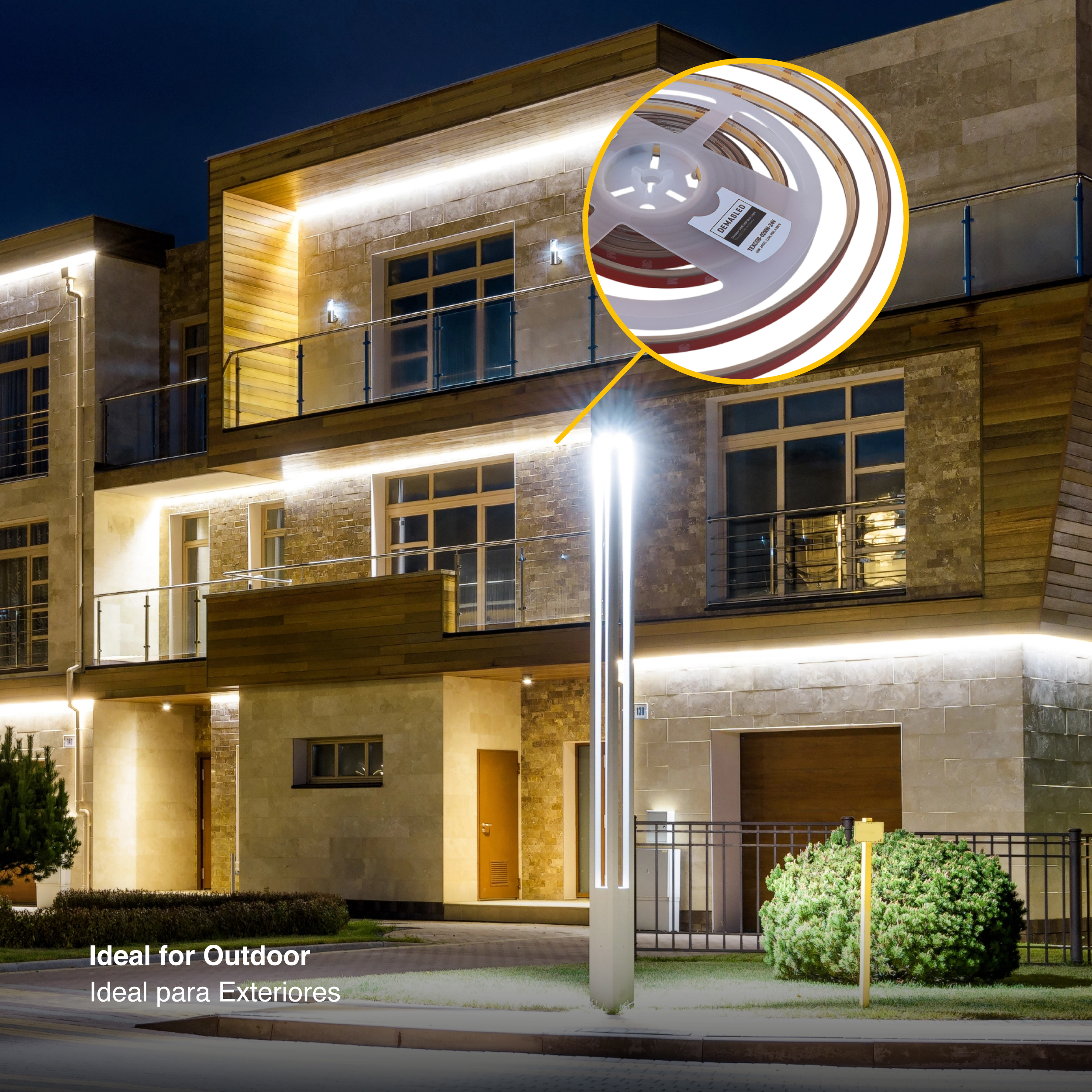 Tira LED COB 24V 11W/m Blanco Neutro 1100lm/m 480 LEDs/m 11mm IP68, 5m