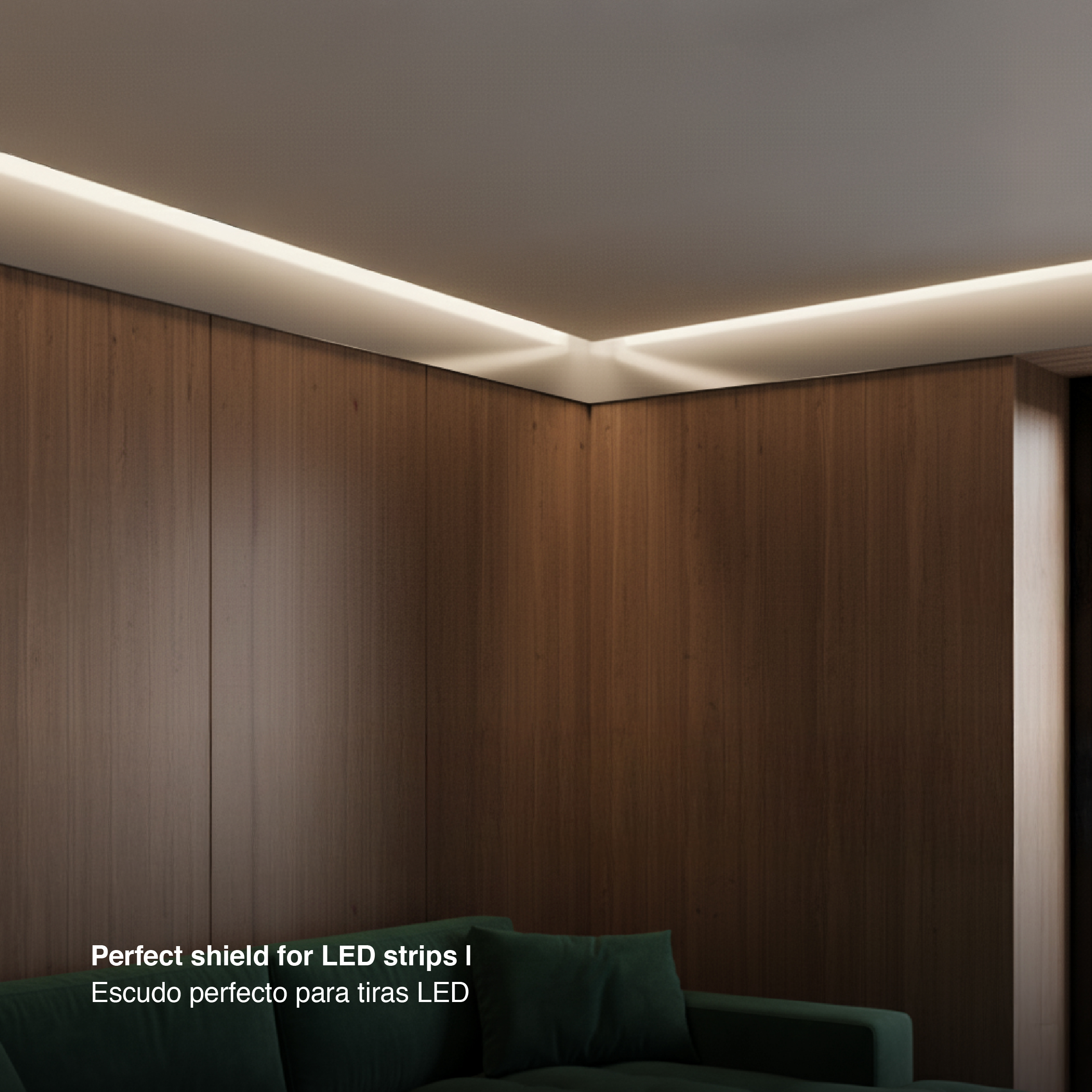 Perfil de Aluminio con Ala para Embutir, Anodizado Difusor 120x19mm, con Cover Opal Blanco x2.5m 