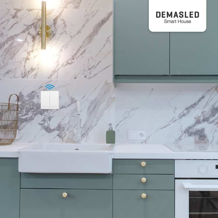 Tecla inalámbrica  RF, 2 Efectos Smart House, Blanco