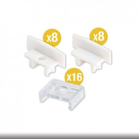 Kit de 16 tapas y 16 clips para perfil de aluminio, PER-11-2M