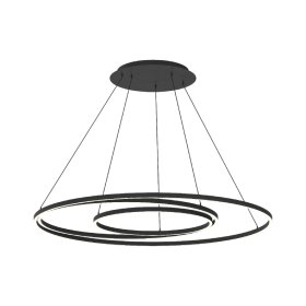 Lámpara LED Suspendida Negro Ø80cm, 62W, Blanco Cálido 3000K, 3720lm
