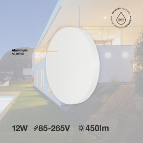 Aplique LED Exterior de Pared Redondo 12W IP65 Blanco 15cm 220V Blanco Neutro