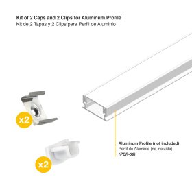 Kit de 2 Tapas y 2 Clips BLANCO. para Perfil de Aluminio , PER-59