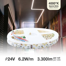 Tira LED Zig-Zag SMD2835 24V 6.2W/m Neutro 660 lm/m 60 LEDs/m, 5m