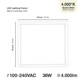 Marco Luminoso LED de 60x60cm 36W 4.000lm blanco Neutro 4000K