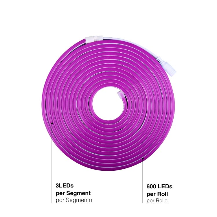 Tira LED de Neón SMD2835 IP67 12V 6W/m Violeta 120 LED/m 5m