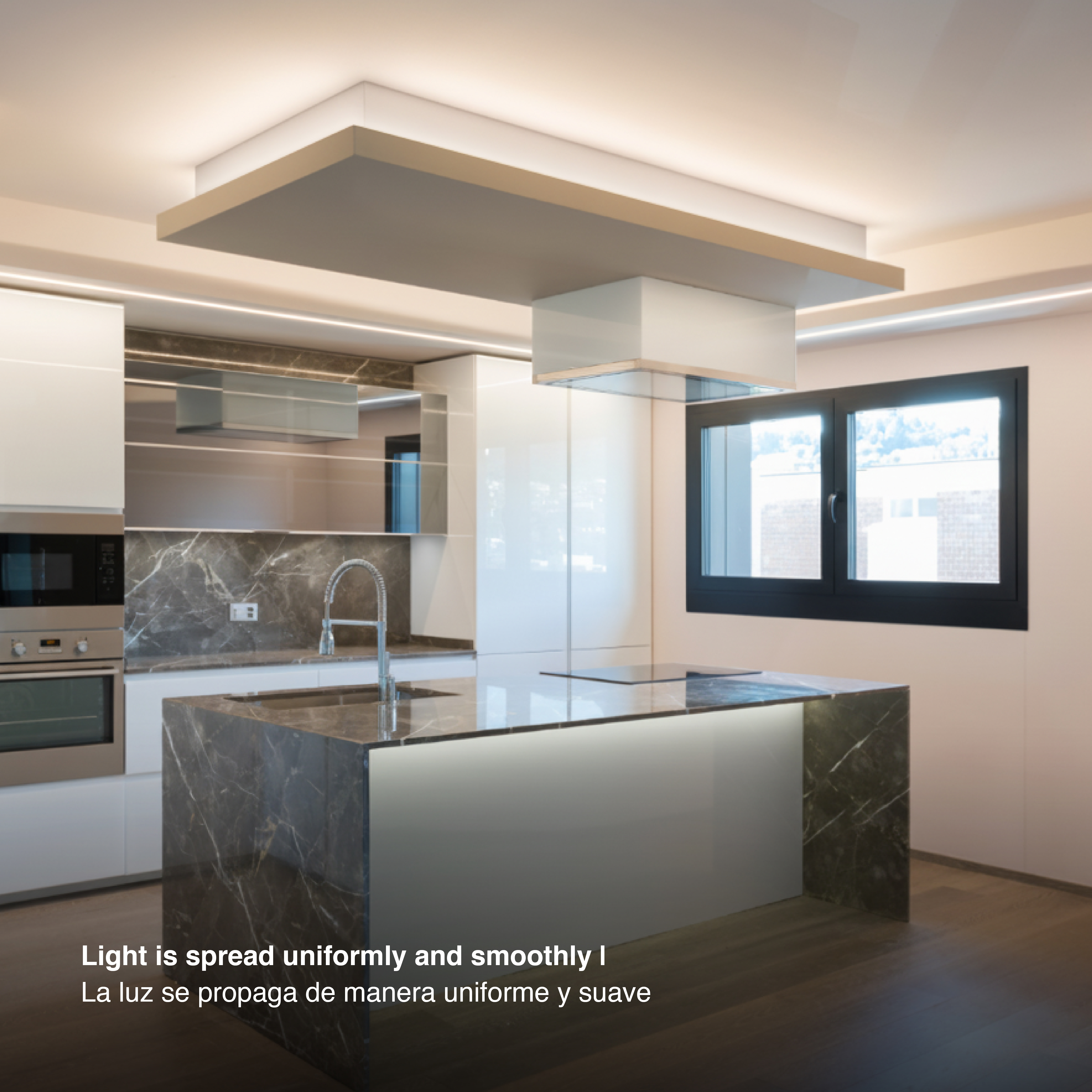 Perfil de Aluminio con Ala para Embutir, Anodizado Difusor 120x19mm, con Cover Opal Blanco x2.5m 