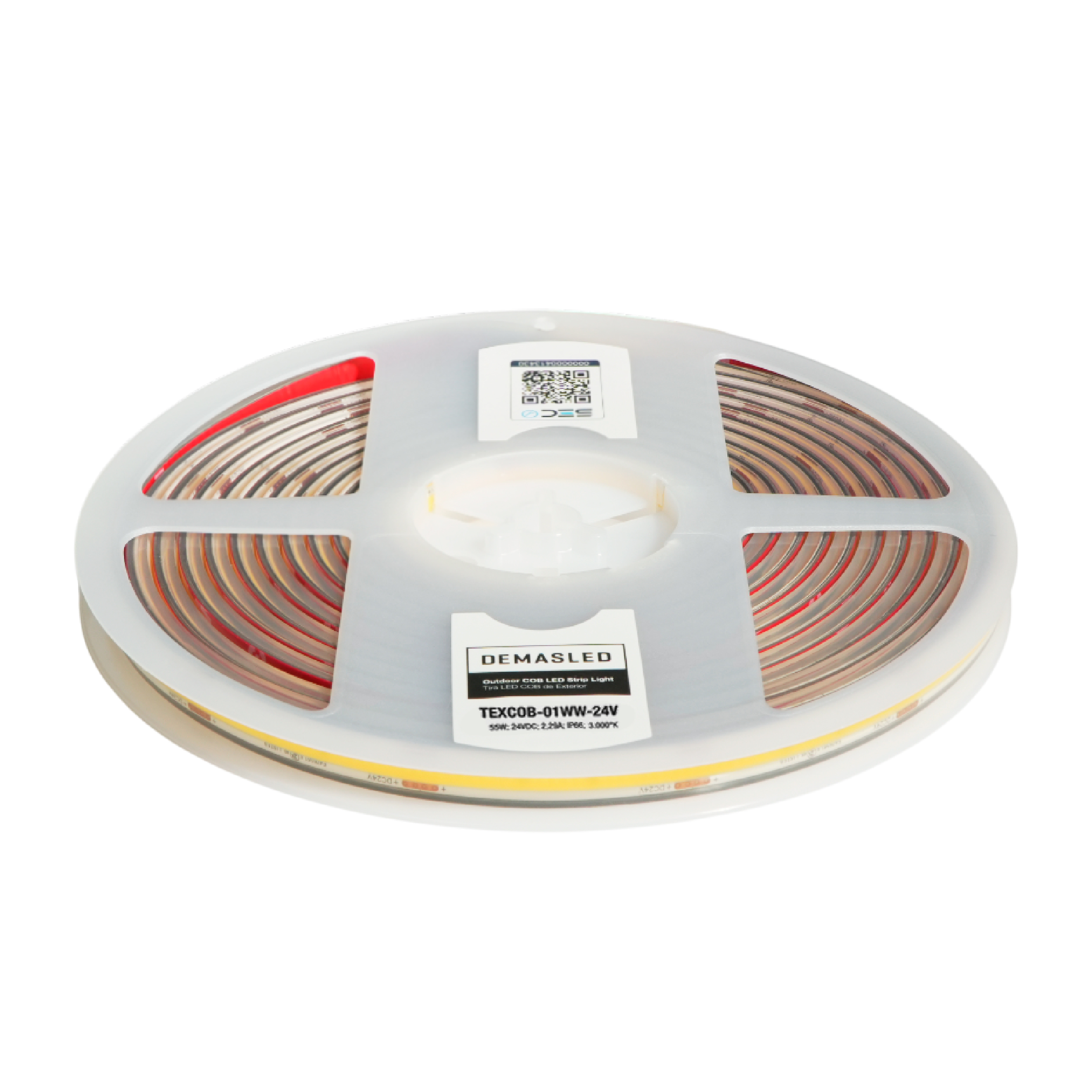 Tira LED COB 24V 11W/m Blanco Cálido 924lm/m 480 LEDs/m 8mm IP65, 5m