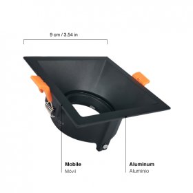 Spot Móvil Negro 9x9cm Corte 7.5cm para Dicroica GU10